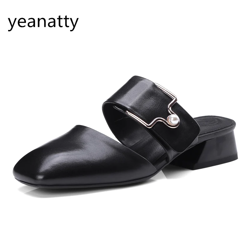 square low heel slides