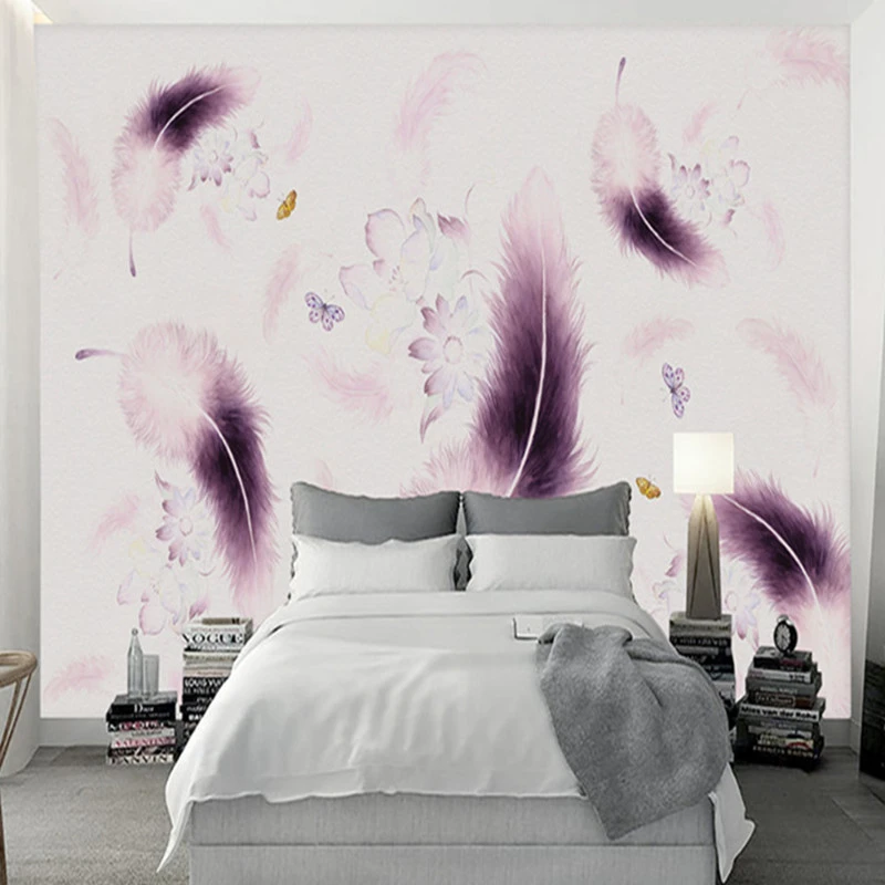 Desktop Wallpaper For Walls 3 D Photo Wallpaper Wall Mural Modern Living Room Decor Wall Papers Room Decor Custom Purple Feather Wallpaper For Walls Desktop Wallpaperwall Murals Modern Aliexpress