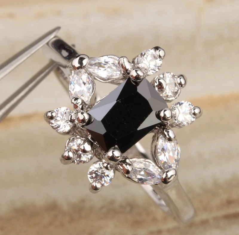 Веселый черный оникс Белый Цирконий 925 стерлингового серебра Мода партии Jewelrys