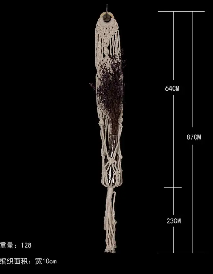 Висячая корзина для декоров, Цветочная вязка в богемном стиле, настенный гобелен ручной работы, хлопок, кисточка, гобелены, бар, магазин, гостиничные декоры - Цвет: 7217