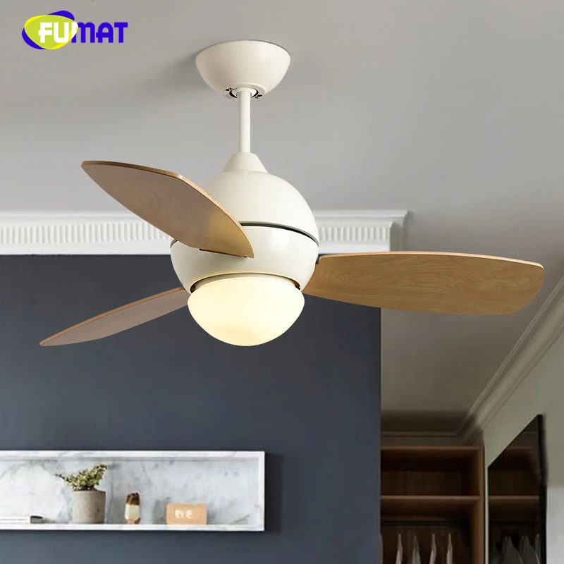 

FUMAT Nordic Ceiling Fans Lamp Brief Living Room Solid Wood Brief Retro Indoor Ceiling Light Living Room Ceiling LED Fan Lamps