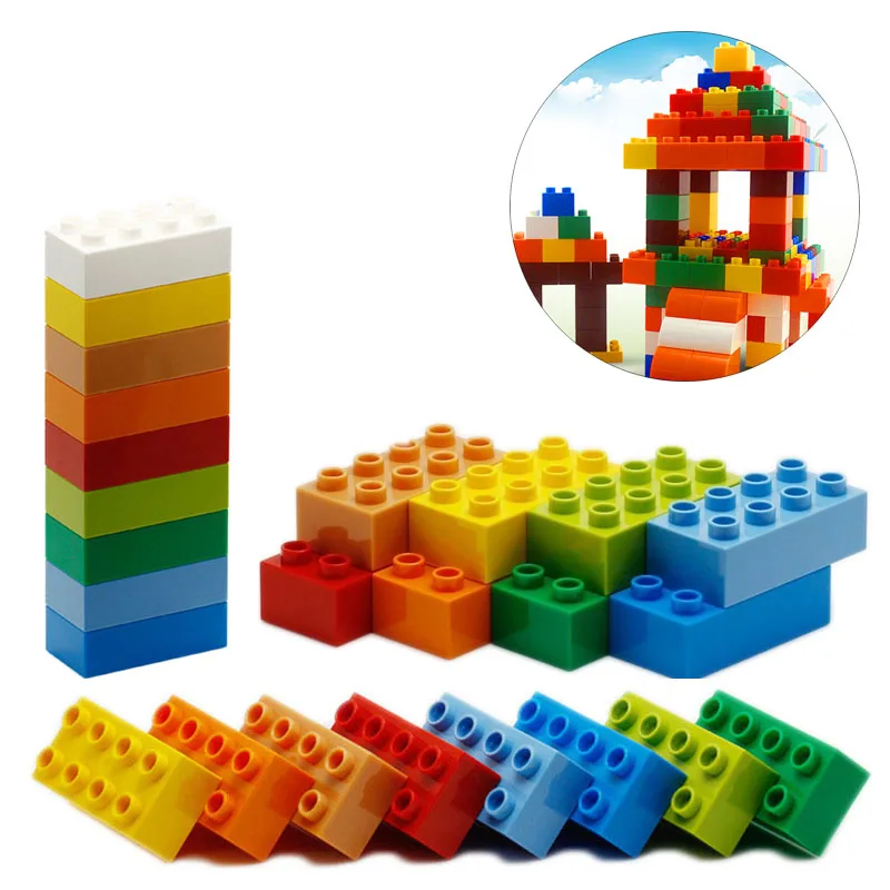 New 10pcs/set 2*4 Dots Big Particles Bulk Classic Building Blocks Accessory Compatible Duplo