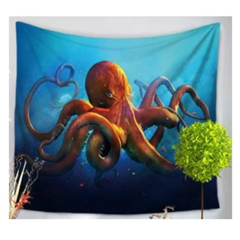 

HOT GCZW-150x130cm Fashion Home Living Wall Decor Space Moon Starry Sky Tree Printing Hanging Tapestries(octopus)