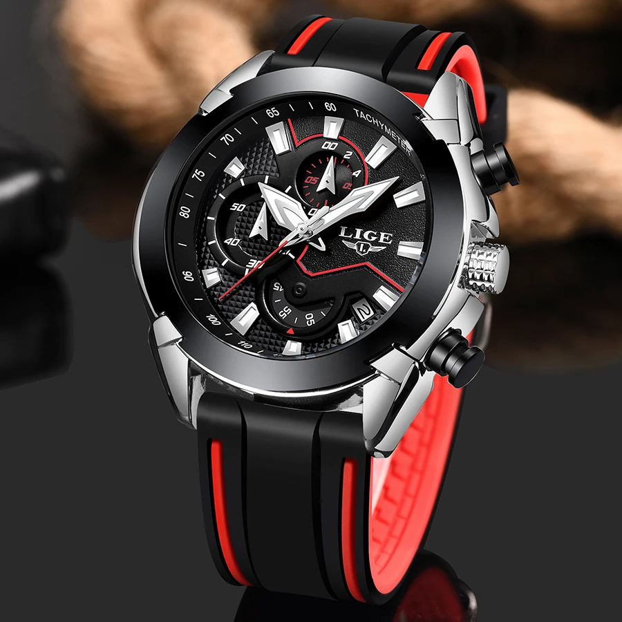 Lige Top Элитный бренд Для мужчин s часы Повседневное модные спортивные кожаные Водонепроницаемый часы Для мужчин Автоматическая Дата часы