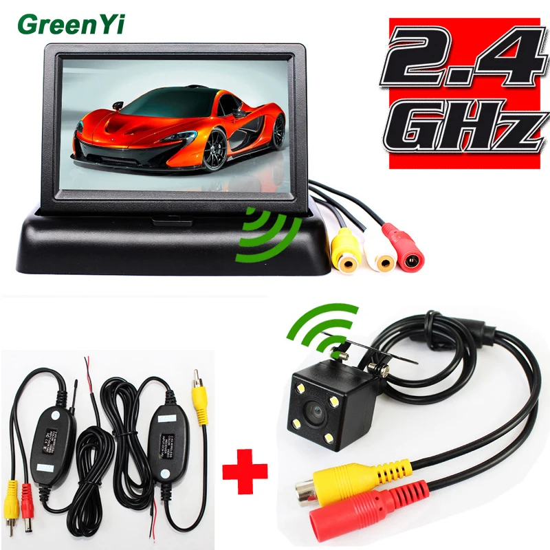 

3 in 1 Wireless Car Parking Assistance System, Wireless Kit+ 4.3 Folder Car Monitor +Night Vision HD Waterproof Rear View Camera