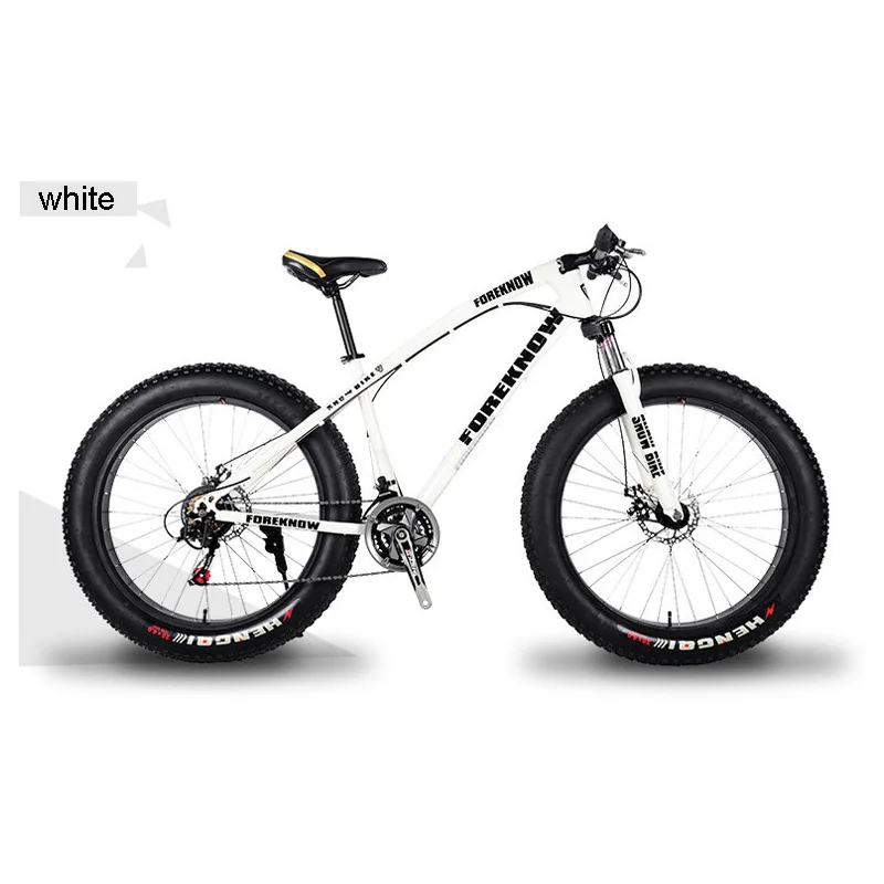 Велосипед с переменной скоростью, 40 ножей, внедорожный пляжный горный велосипед, 4,0 для больших шин, широкая шина, 24 дюйма, велосипед для взрослых, 21 скорость - Цвет: white