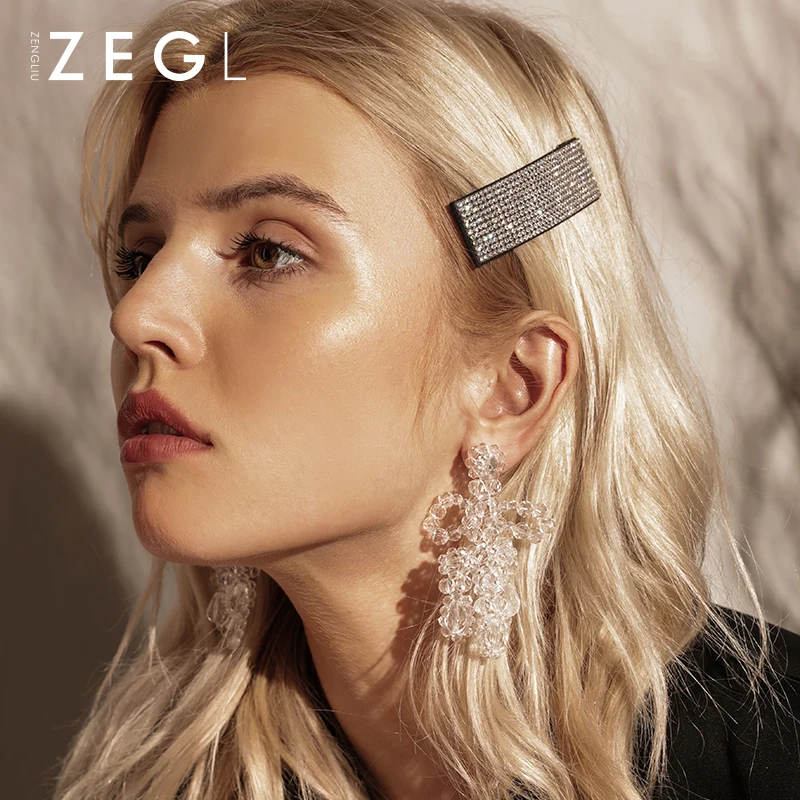 

ZEGL exquisite rhinestone head pieces letter hair clips fashion hair pin head jewelry bling hairpins woman accessories