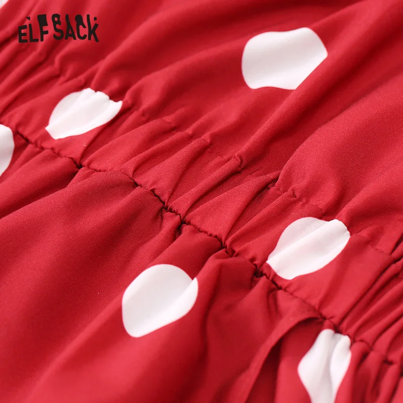 Женские винтажные платья в горошек ELF SACK, элегантное вечернее платье с V-jобразным воротником, праздничное трапециевидное платье с коротким рукавом, для ношения летом