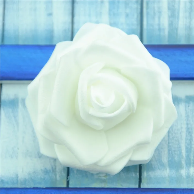 50 шт. 7 см искусственные из ПЭ пены белые розы цветы для дома Свадебные украшения DIY скрапбукинг ручной работы Поддельные Цветочные головки - Цвет: White