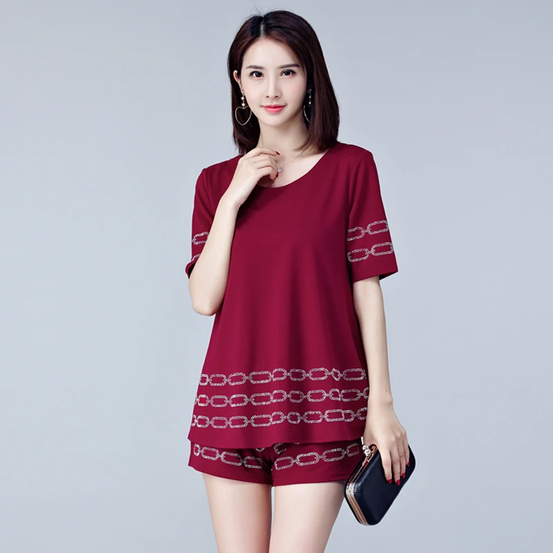 Женский летний костюм свободный топ и шорты со стразами|women set|womens casual shorts setwomen set |