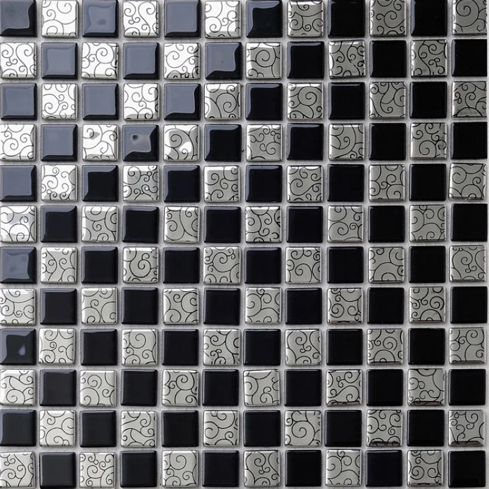 Negro plata mixta color de cristal azulejos de mosaico de vidrio para la decoración de la.jpg Gray Backsplash decoración
