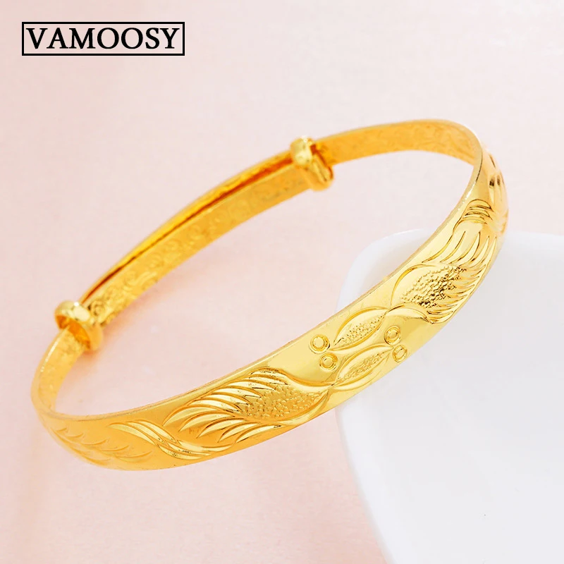 

10MM width 24K Gold bracelets for women adjustable charm Chinese lucky style wedding bangles&bracelets pulseras mujer moda 2018