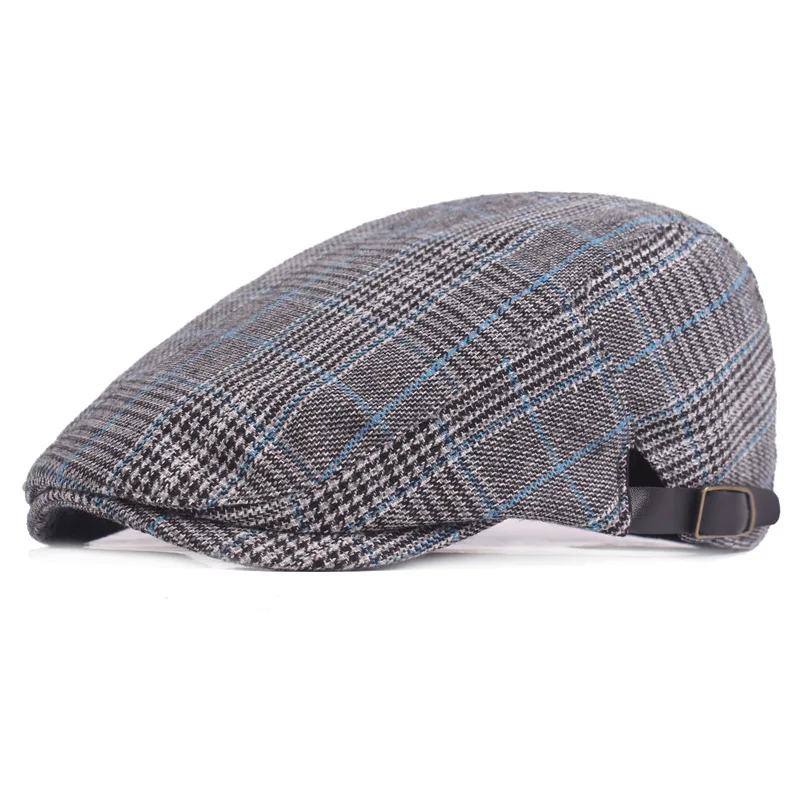 

2018 Autumn Winter Men Cap Hats Berets British Western Style Wool Advanced Flat Ivy Cap Classic Vintage Striped Beret Cap