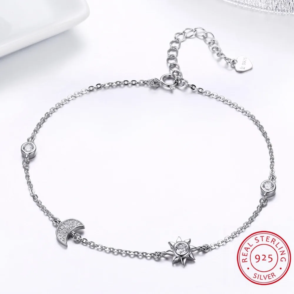 

Moon & Star 925 Sterling Silver Bracelets Link Chain for Wedding Engagement Halloween Jewelry Gifts for Women Lover High Quality