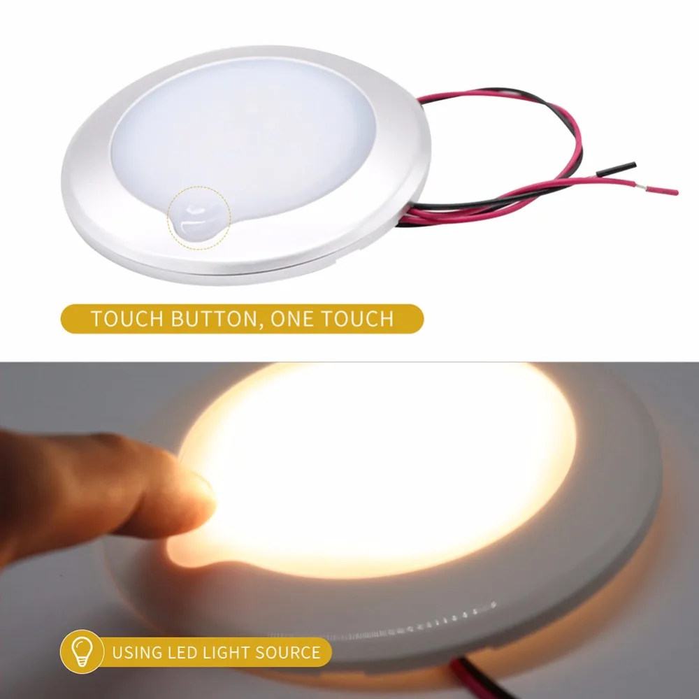 

1pcs 12V LED Car Interior Lighting Lamp 2.4W 3000K Touch Inside RV Roof Light Kit for RV Camper Van Boat Trailer Bright White