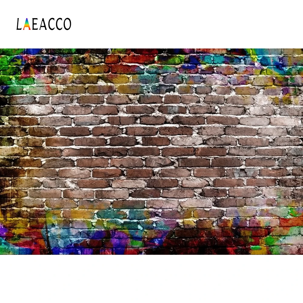 

Laeacco Old Fade Colorful Brick Wall Vintage Grunge Photography Backgrounds Customized Photography Backdrops For Photo Studio