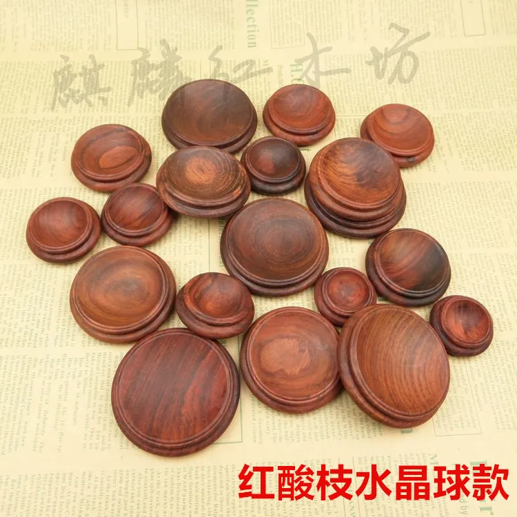 

Selling mahogany carving handicraft ornaments crystal ball wood base red Suanzhimu walnut egg gourd base