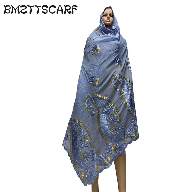 Высококачественная африканская Женская шаль хлопок большой шарф с вышивкой для шали молиться головной платок BM801