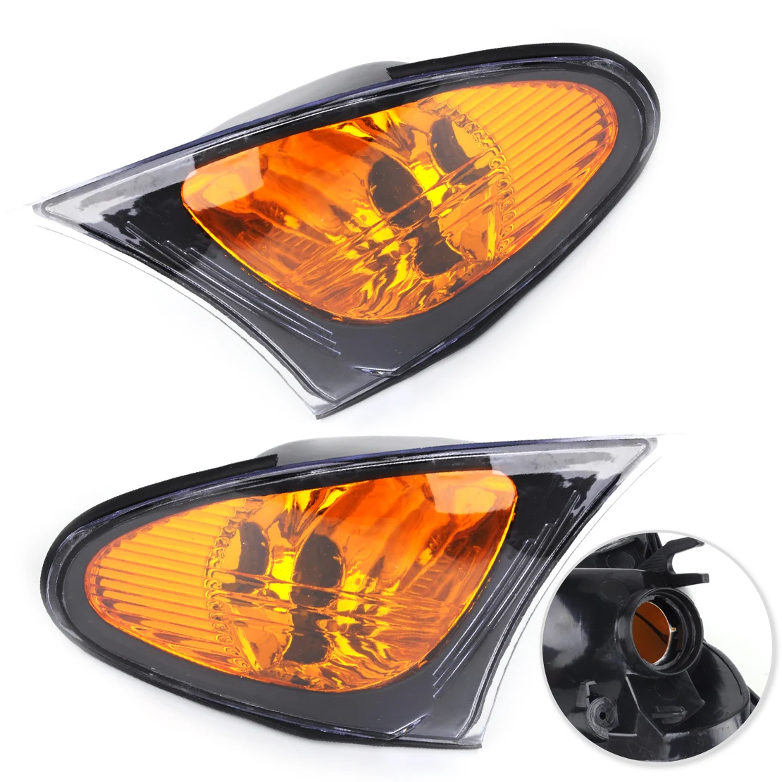 CITALL 2pcs Yellow Corner Light Lamp Fit for BMW 3 Series E46 325i