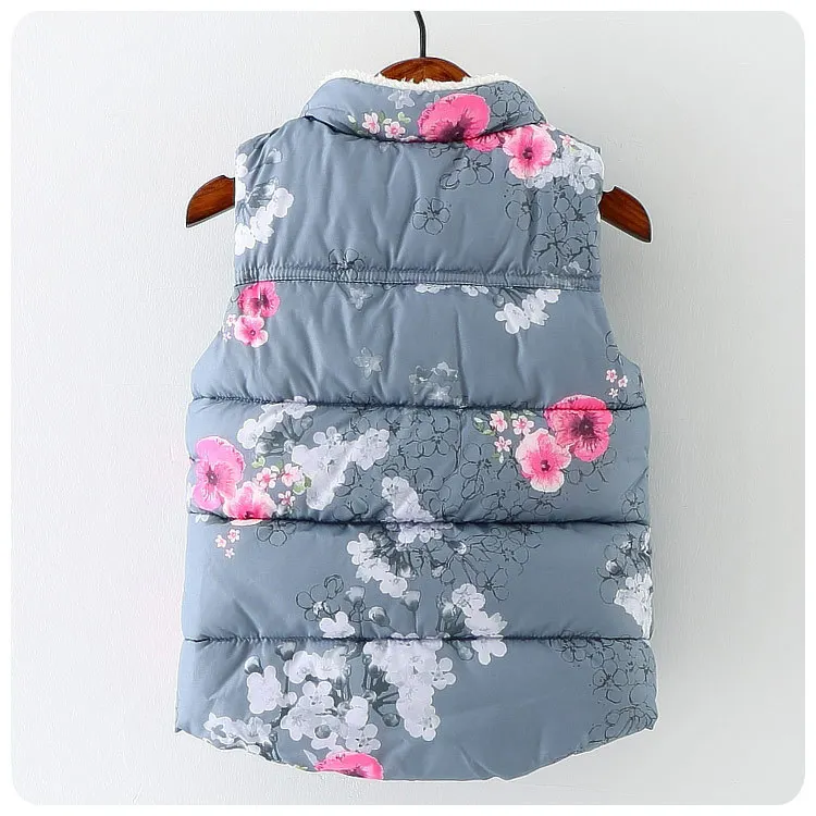 Girls Winter Turtleneck Thicken Vest Kids Floral Print Sleeveless Vest Children Clothes