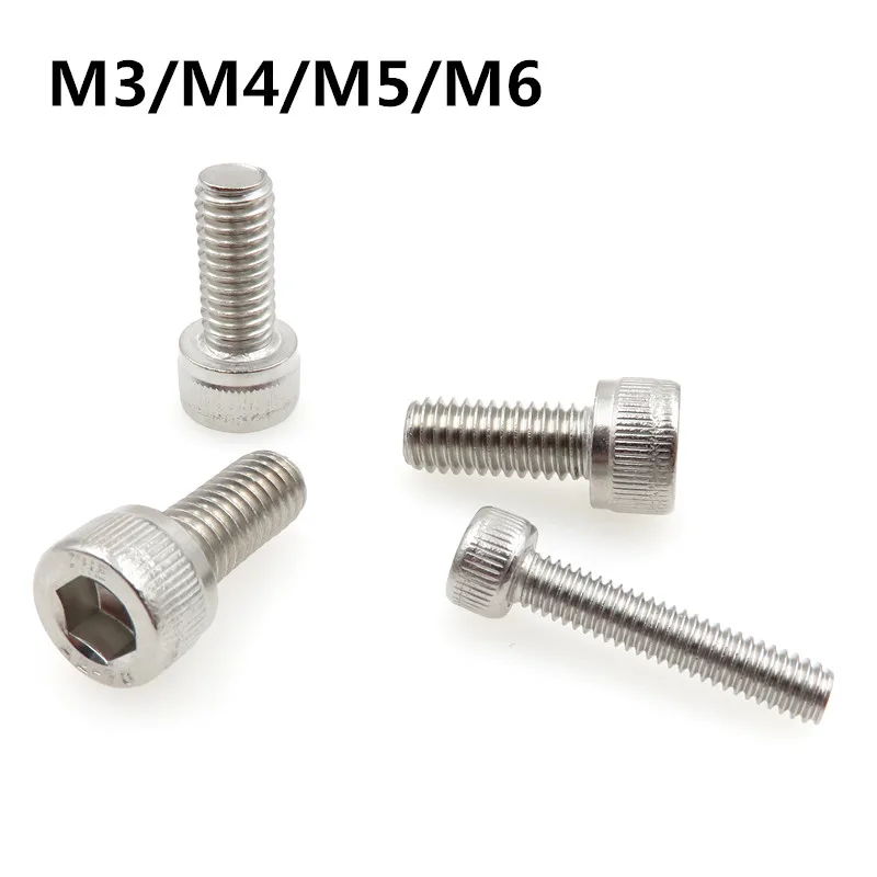 M3/M4/M5/M6 DIN912 304 Stainless Steel Hexagon Socket Head Cap Screws Inner Hex Socket Bicycle Bolt Metric Thread M3/M4/M5/M6 DIN912 304 Stainless Steel Hexagon Socket Head Cap Screws Inner Hex Socket Bicycle Bolt Metric Thread