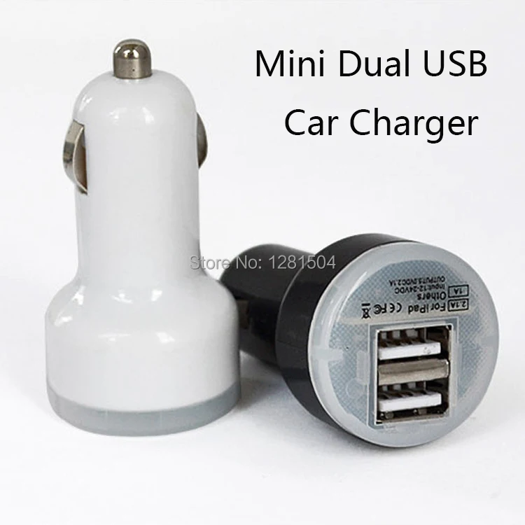 Dual USB Автомобильное Зарядное устройство Мини Пуля двойной USB 2-Порты и разъёмы автомобиля Зарядное устройство адаптер для iphone 7 6 plus 5s/4/ ipad 100 шт/много