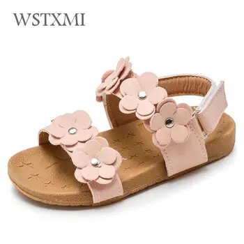

2019 New Summer Children Sandals for Girls Soft Leather Flowers Girl Princess Shoes Kids Beach Sandals Casual Baby Toddler Shoes