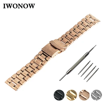

Stainless Steel Watchband 18mm for Huawei Watch Safety Buckle Band Strap Wrist Belt Bracelet Black Rose Gold Silver + Tool