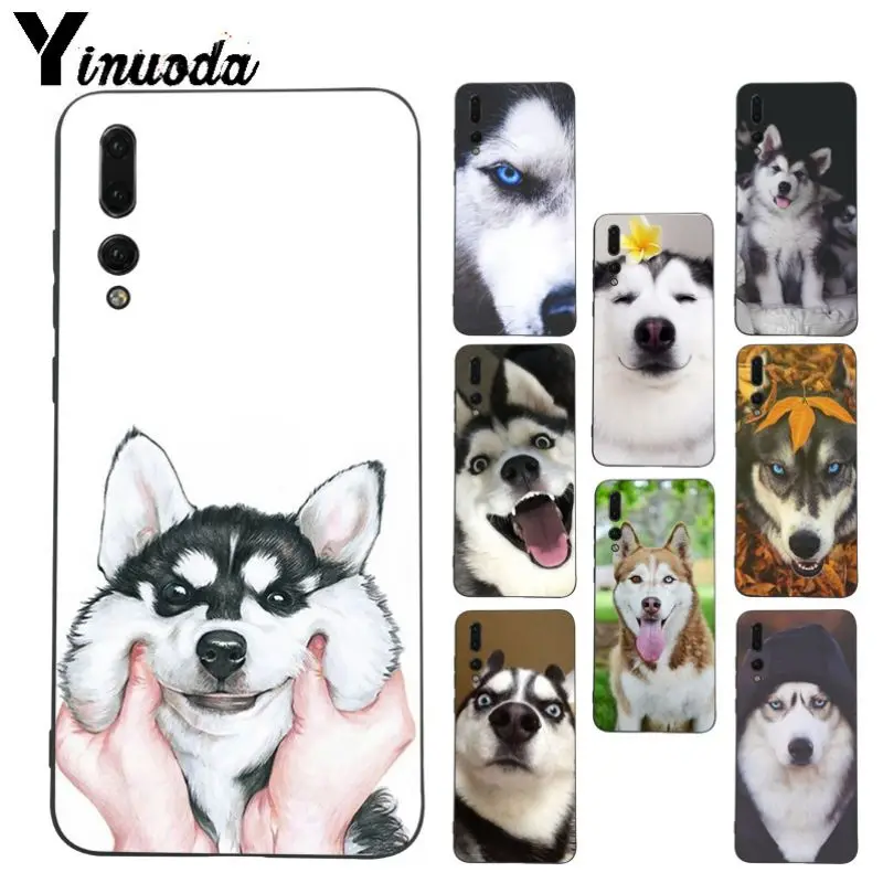 Yinuoda Husky dog черные мягкие Аксессуары для телефонов Чехол Huawei P20pro mate10lite p9 p10plus honor 8x 7A