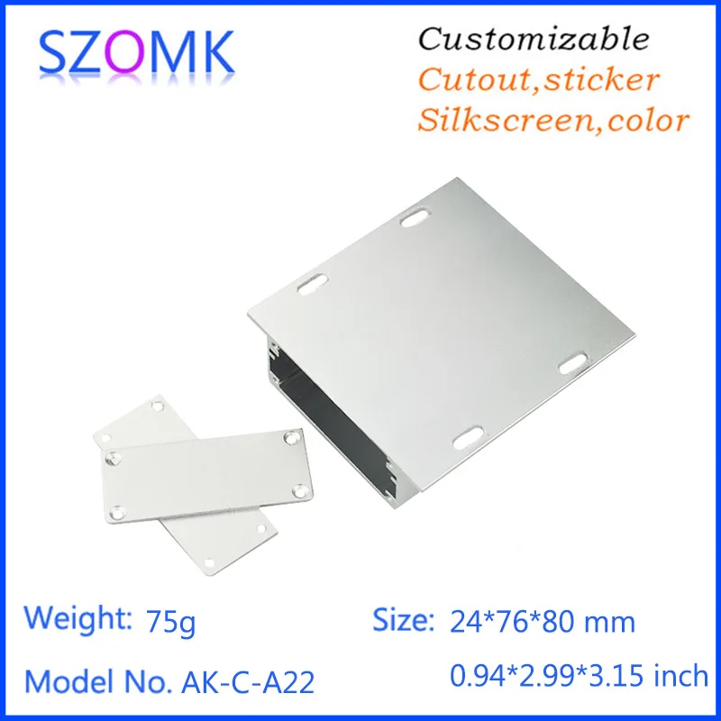 10 psc a lot SZOMK manufacturing diecast aluminum box electronic instrument enclosure 24 76 80mm