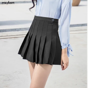 

Skirts Pleated High Waist Women Skirt England Style Lolita Cute Casual Korean Harajuku Mori Girls Japanese School Uniform Skirt