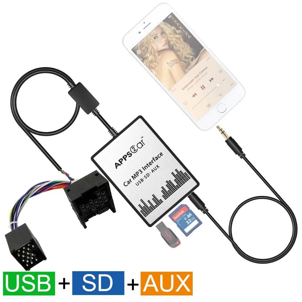 Car USB SD AUX Adapter Digital Music Changer Mp3 Converter for BMW BMW