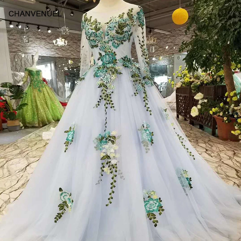 LSS134 светло голубые пышные платья для девочек вечерние трапециевидной формы с