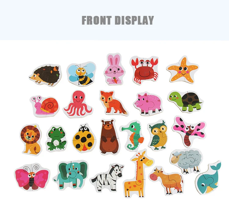 New 22-24pcs/box Wooden Puzzle Toy Children Animals/Vehicle/Vegetables Cognition Educational Learning Toys for Baby Kids MG-E016