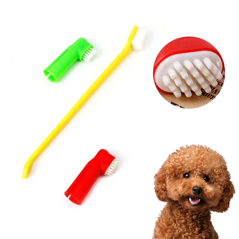 Pet Supplies 1 Double Headed Oral Toothbrush + 2 Finger Brushes Dental