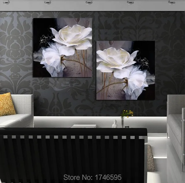 1284 51 De Réductiongrande Taille Moderne Mur Art Photo Pour Salon Décor à La Maison Impression Noir Blanc Floraison Fleur Peinture à Lhuile Sur