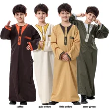 От 4 до 12 лет мусульманский Костюмы для мальчиков и девочек с рисунком Малайзия арабский, из Дубая Абаи Рамадан Исламская одежда большой Размеры Подростковый Костюм