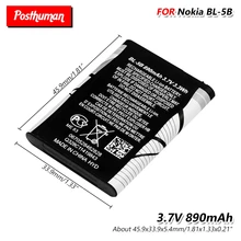 Литиевая батарея Li-Po 3,7 V BL-5B BL5B Батарея 890 мАч высокой Ёмкость для Nokia 5140i N83 N80 6120 6230 3220 3230 5140 5200 5200 5208