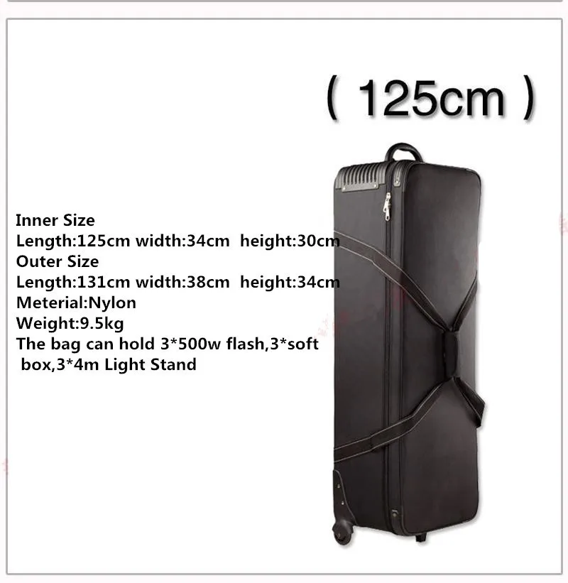  Photo Studio Equipment Rolling Bag Trolley Carrying Case for Light Stand Tripod Strobe LightUmbrell