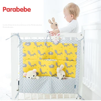 

55CM*60CM Bag Organizer For Baby Crib 100% Cotton Hanging Storage Cot Organizer Kids Muslin Tree Newborn Crib Bedding Cradle