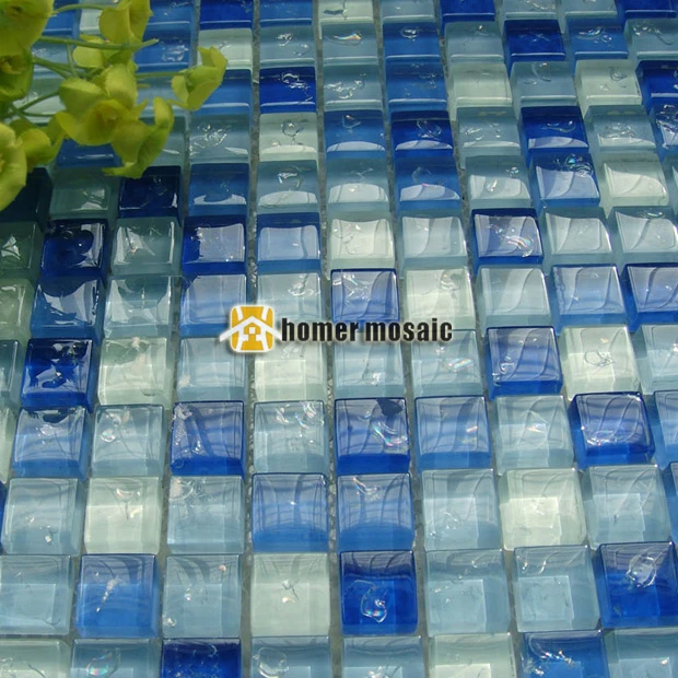 Tessere di mosaico di vetro blu azzurro ehgm1030 per piscina ... Bagno mosaico azzurro
