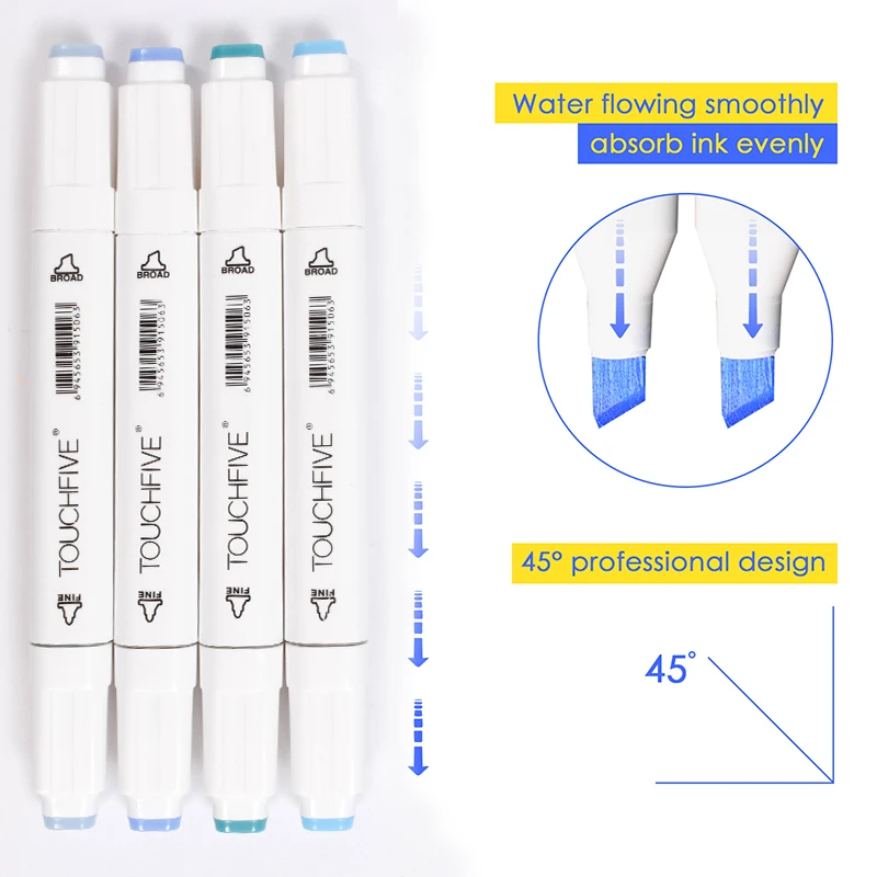 TOUCHFIVE 40/60/80/168 Цвет маркер для рисования эскизный чертёж маркеры установлен на спиртовой основе двойной советы аниме товары для рукоделия с 6 подарки
