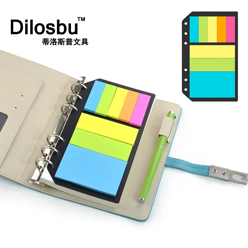 

Dilosbu 6 hole loose leaf memo pads post it notebook content record binder Fluorescent paper index paste Color paper