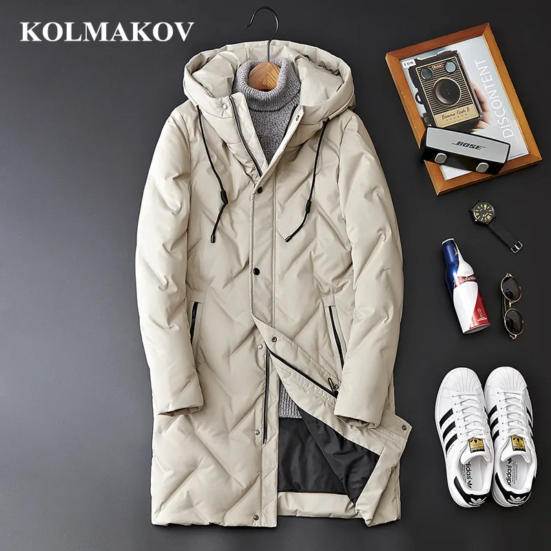 Мужская куртка на белом утином пуху KOLMAKOV повседневная утепленная 85% с высоким