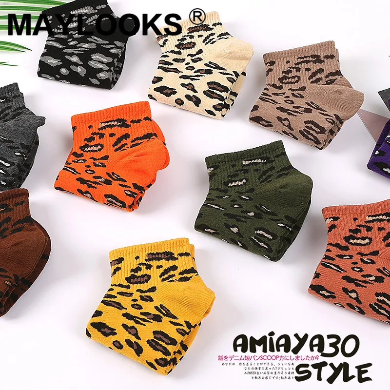Maylooks Новый леопардовый принт женские хлопковые модные носки следки невидимки