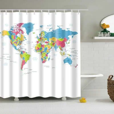 Дизайн красочные экологически чистые карта мира полиэстер высокое качество моющиеся для ванной Декор занавески для душа - Цвет: TZ160732