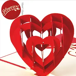 Сердце 3D открытка поп-Бумага с Почтовые открытки на день рождения Валентина партии подарок