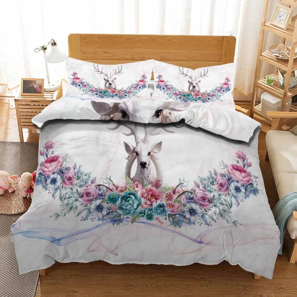Ins Cartoon Milu Deer Bedding Duvet Cover Set Pillowcase