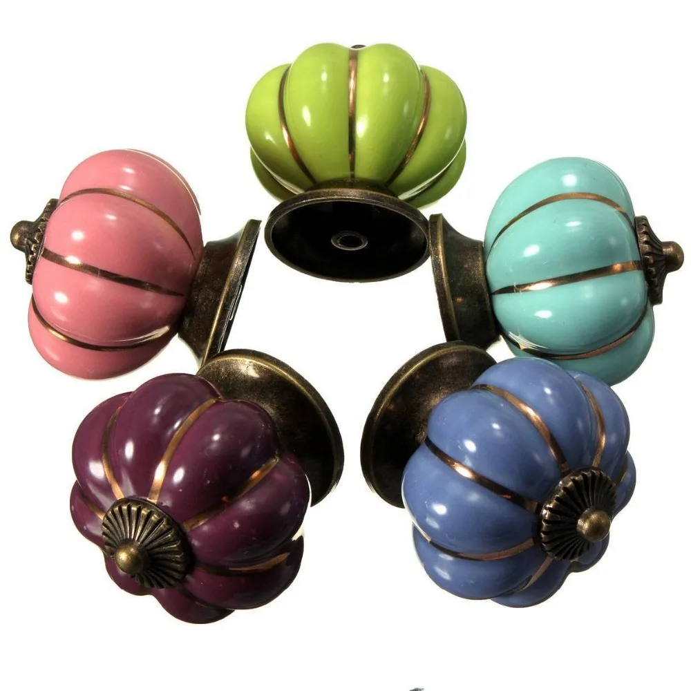 

10PCS 40MM Europe Ceramic Door Cabinets Cupboard Pumpkins Knobs Handles Pull Drawer Dresser Knobs