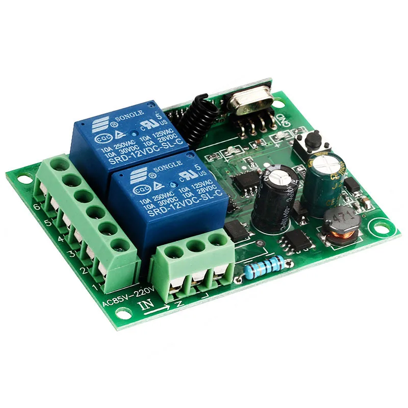 50 개/몫 433 Mhz 범용 무선 원격 제어 스위치 AC 85V  250V 110V 220V 2CH 릴레이 수신기 모듈